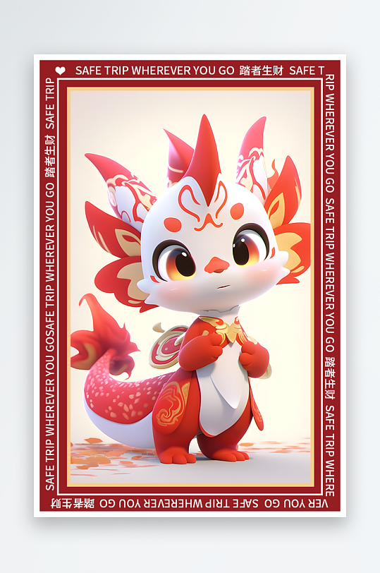 龙年地垫图案卡通龙素材图片-众图网