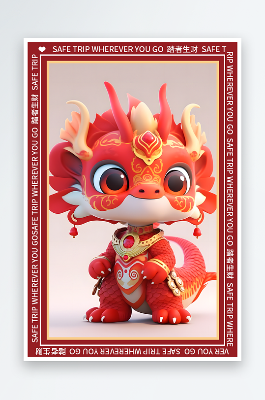 龙年地垫图案卡通龙素材图片-众图网