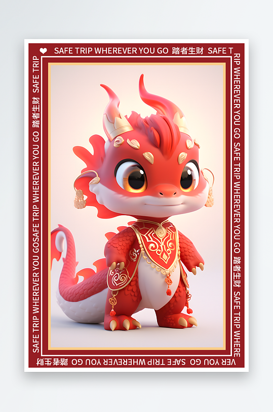 龙年地垫图案卡通龙素材图片-众图网