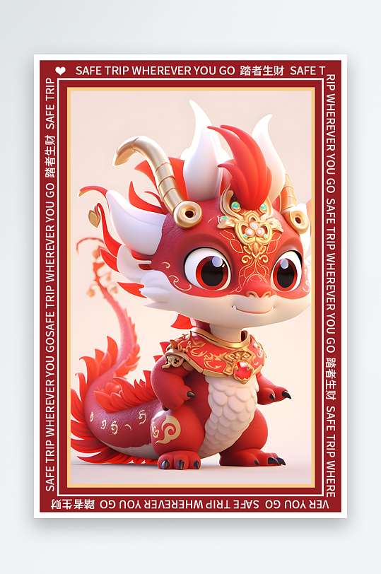 龙年地垫图案卡通龙素材图片-众图网