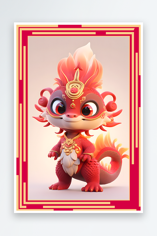 龙年地垫图案卡通龙素材图片-众图网