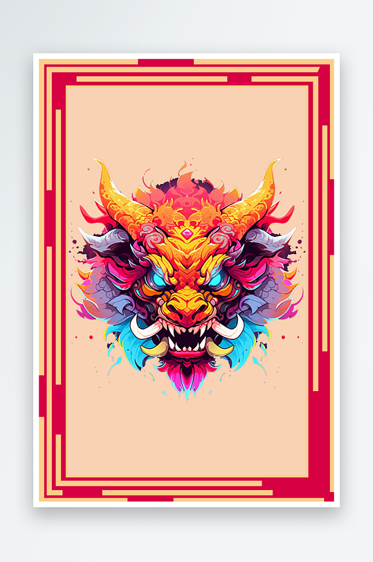 龙年地垫图案卡通龙素材图片-众图网