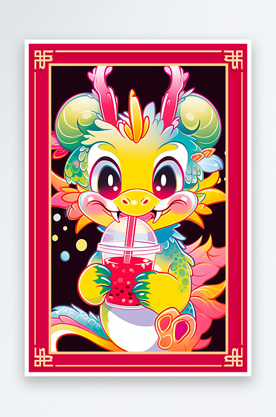 龙年地垫图案卡通龙素材图片-众图网