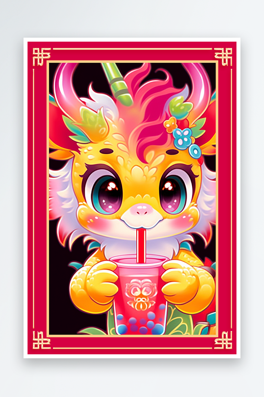 龙年地垫图案卡通龙素材图片-众图网