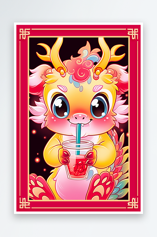 龙年地垫图案卡通龙素材图片-众图网