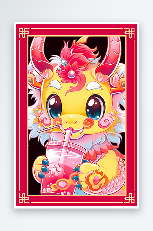 龙年地垫图案卡通龙素材图片-众图网