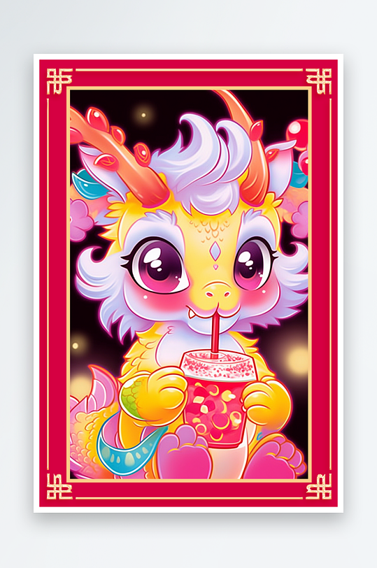 龙年地垫图案卡通龙素材图片-众图网