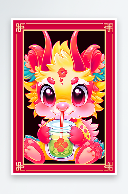 龙年地垫图案卡通龙素材图片-众图网