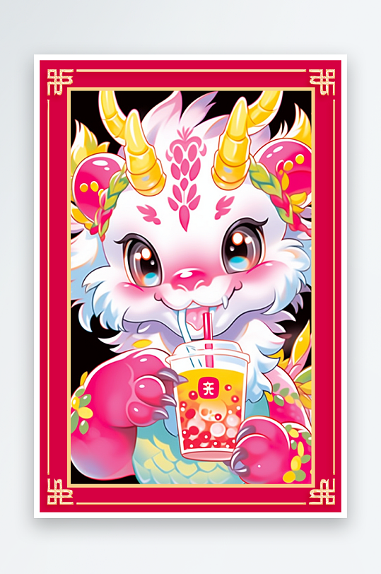 龙年地垫图案卡通龙素材图片-众图网