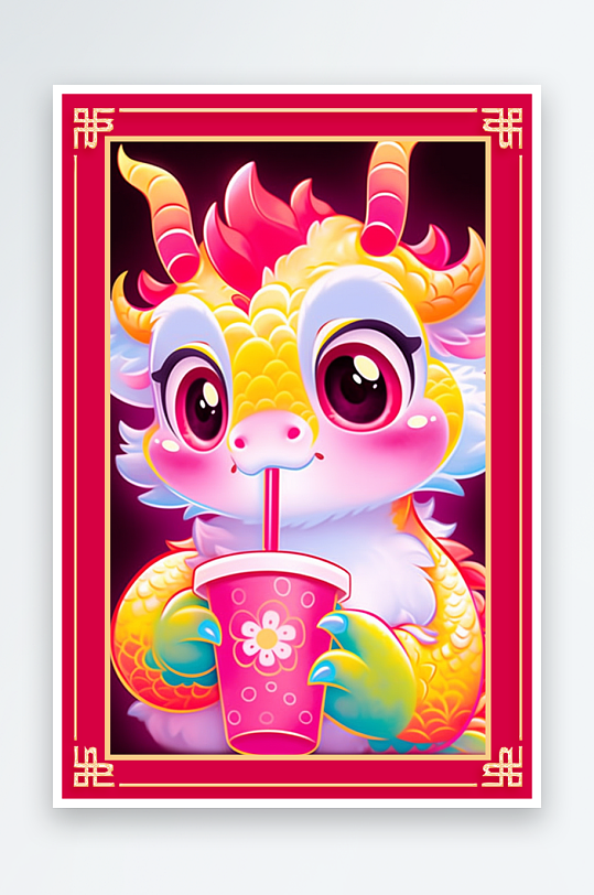 龙年地垫图案卡通龙素材图片-众图网