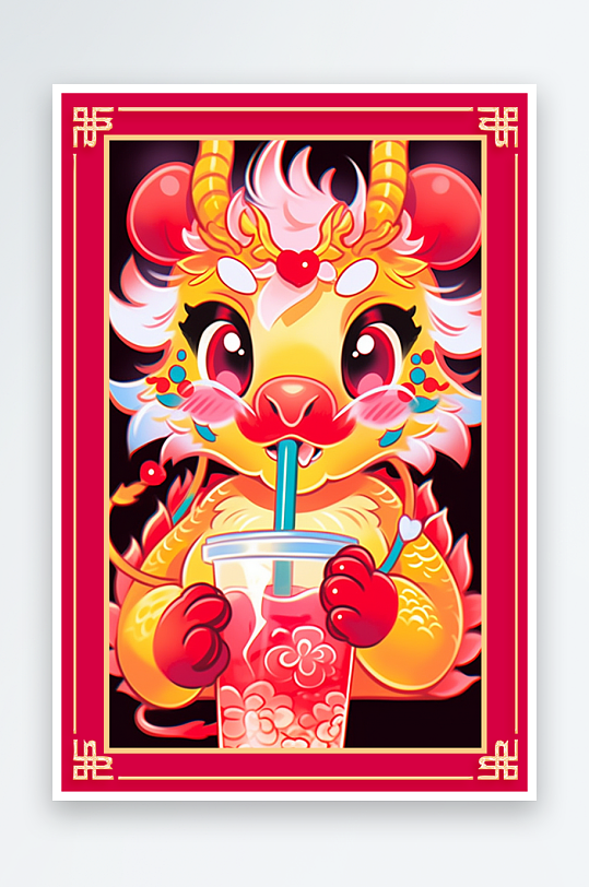 龙年地垫图案卡通龙素材图片-众图网