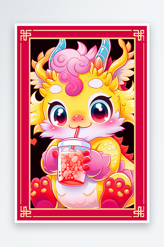 龙年地垫图案卡通龙素材图片-众图网