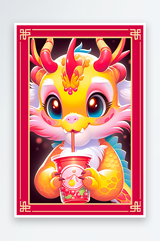 龙年地垫图案卡通龙素材图片-众图网
