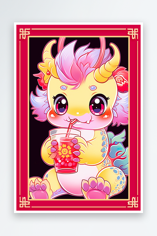 龙年地垫图案卡通龙素材图片-众图网