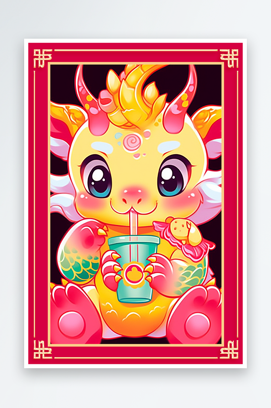 龙年地垫图案卡通龙素材图片-众图网