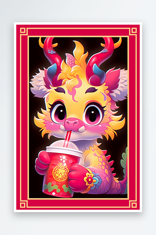 龙年地垫图案卡通龙素材图片-众图网