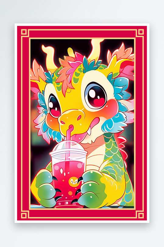 龙年地垫图案卡通龙素材图片-众图网