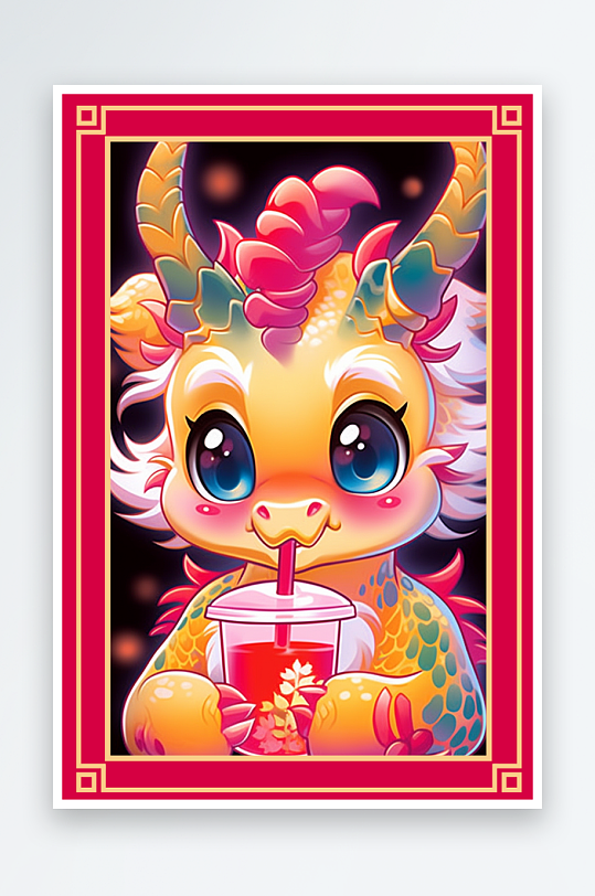 龙年地垫图案卡通龙素材图片-众图网