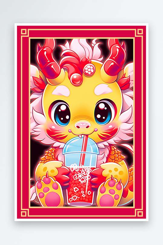 龙年地垫图案卡通龙素材图片-众图网