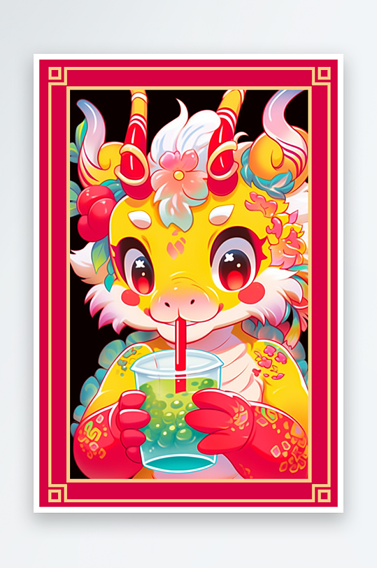 龙年地垫图案卡通龙素材图片-众图网