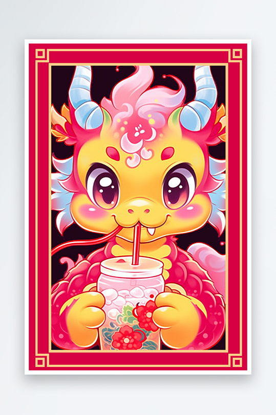 龙年地垫图案卡通龙素材图片-众图网