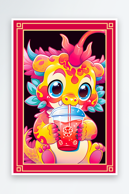 龙年地垫图案卡通龙素材图片-众图网