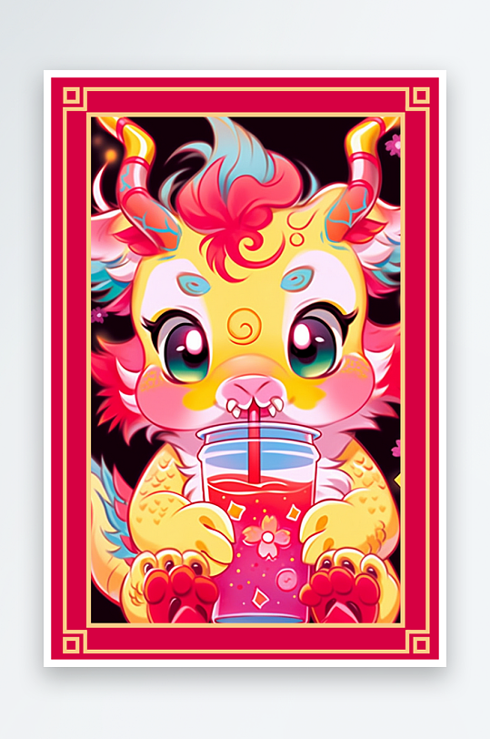 龙年地垫图案卡通龙素材图片-众图网