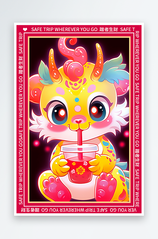 龙年地垫图案卡通龙素材图片-众图网