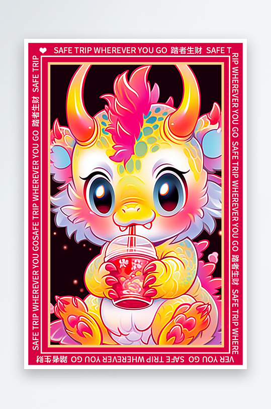 龙年地垫图案卡通龙素材图片-众图网