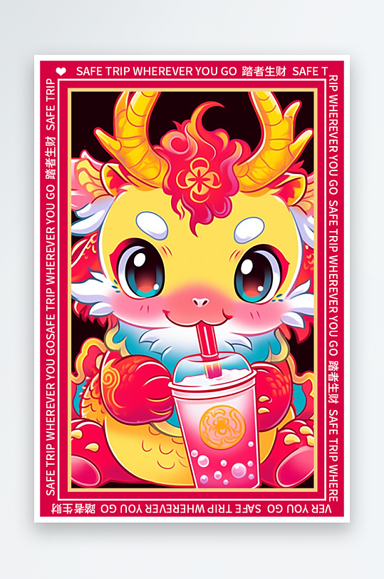 龙年地垫图案卡通龙素材图片-众图网