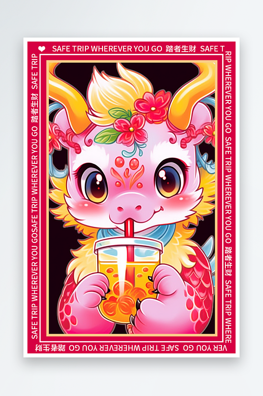 龙年地垫图案卡通龙素材图片-众图网