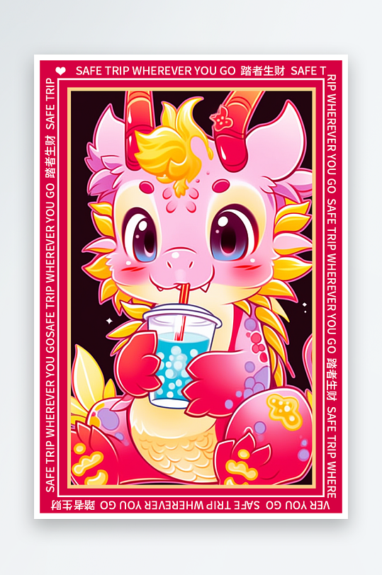 龙年地垫图案卡通龙素材图片-众图网