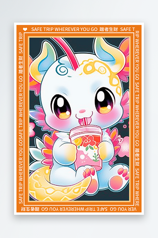 龙年地垫图案卡通龙素材图片-众图网