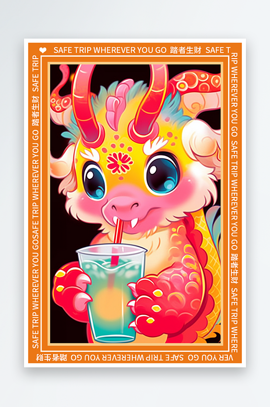 龙年地垫图案卡通龙素材图片-众图网