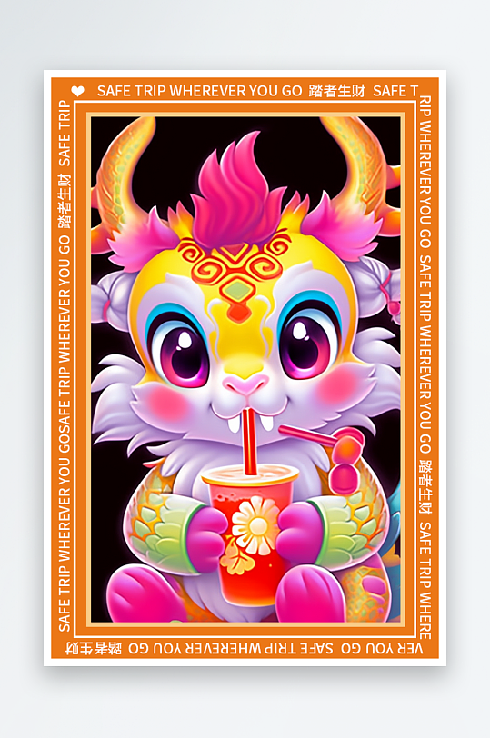 龙年地垫图案卡通龙素材图片-众图网