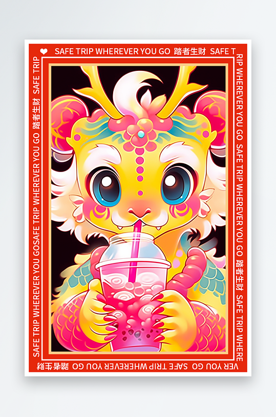 龙年地垫图案卡通龙素材图片-众图网