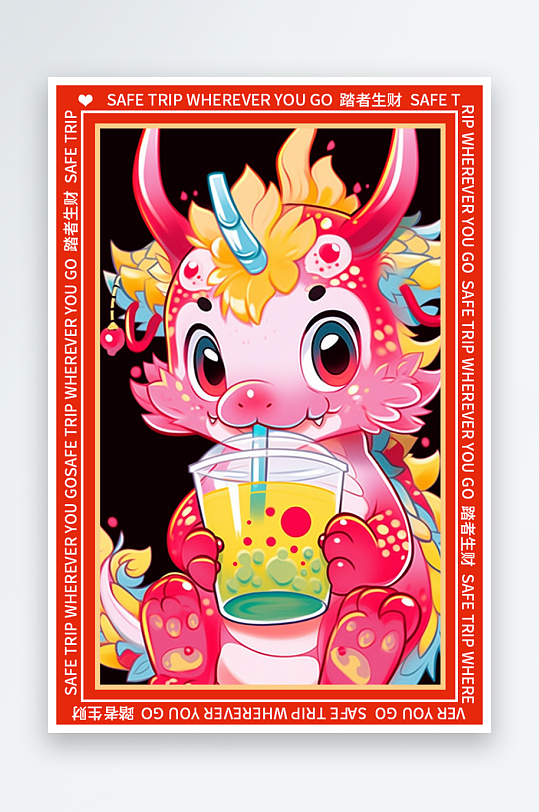 龙年地垫图案卡通龙素材图片-众图网