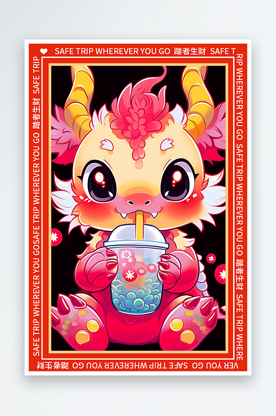 龙年地垫图案卡通龙素材图片-众图网