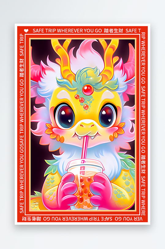 龙年地垫图案卡通龙素材图片-众图网