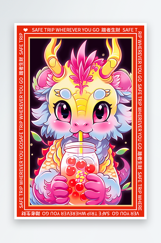 龙年地垫图案卡通龙素材图片-众图网