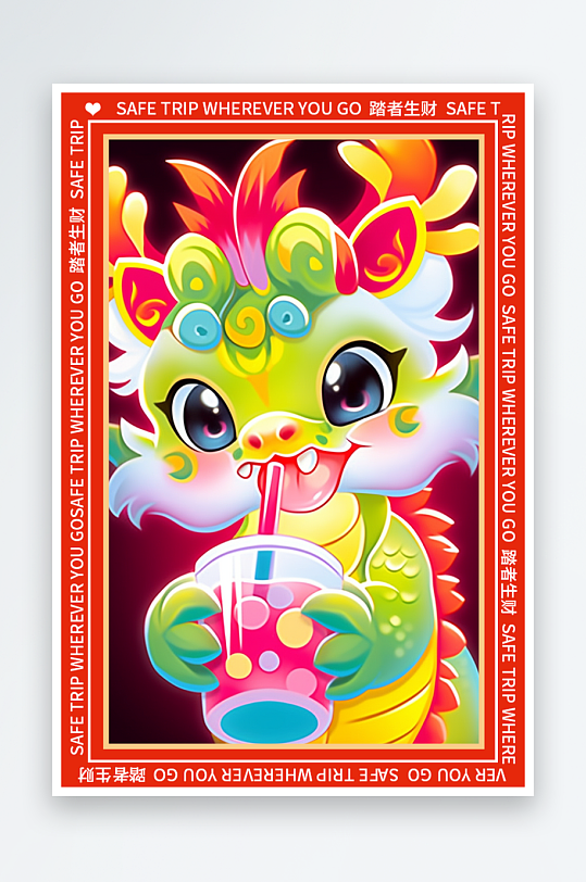 龙年地垫图案卡通龙素材图片-众图网