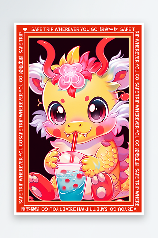 龙年地垫图案卡通龙素材图片-众图网