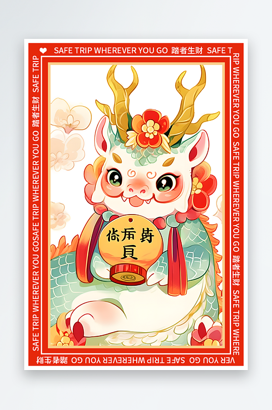 龙年地垫图案卡通龙素材图片-众图网