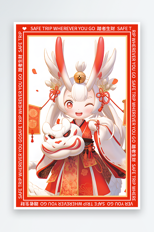 龙年地垫图案卡通龙素材图片-众图网