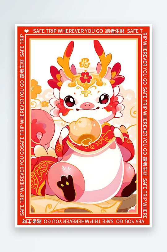 龙年地垫图案卡通龙素材图片-众图网