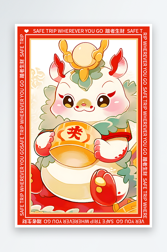 龙年地垫图案卡通龙素材图片-众图网