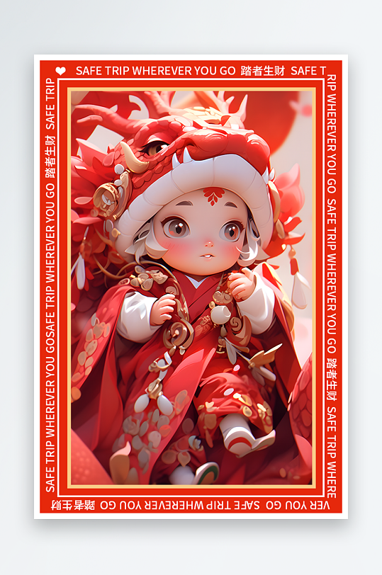 龙年地垫图案卡通龙素材图片-众图网