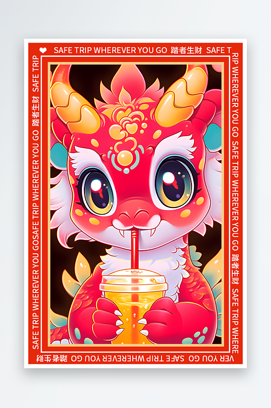 龙年地垫图案卡通龙素材图片-众图网