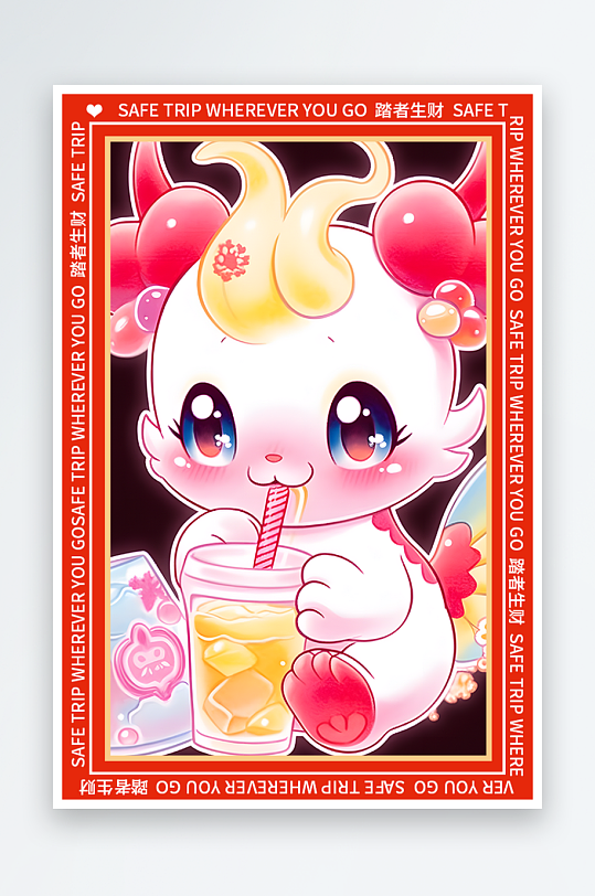 龙年地垫图案卡通龙素材图片-众图网