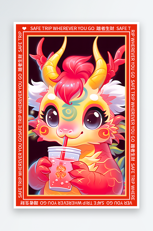 龙年地垫图案卡通龙素材图片-众图网